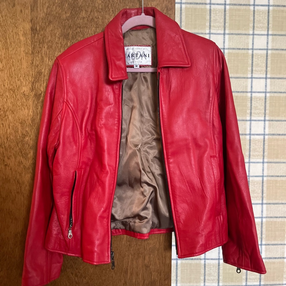 Genuine red leather jacket
